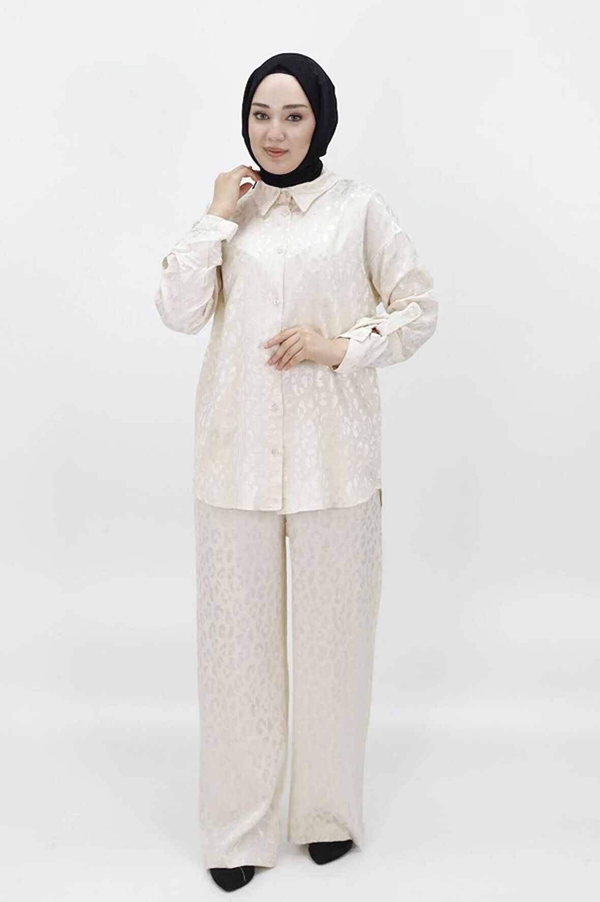 CYLN24226 JAKAR KUMAŞ DESENLİ İKİLİ TAKIM