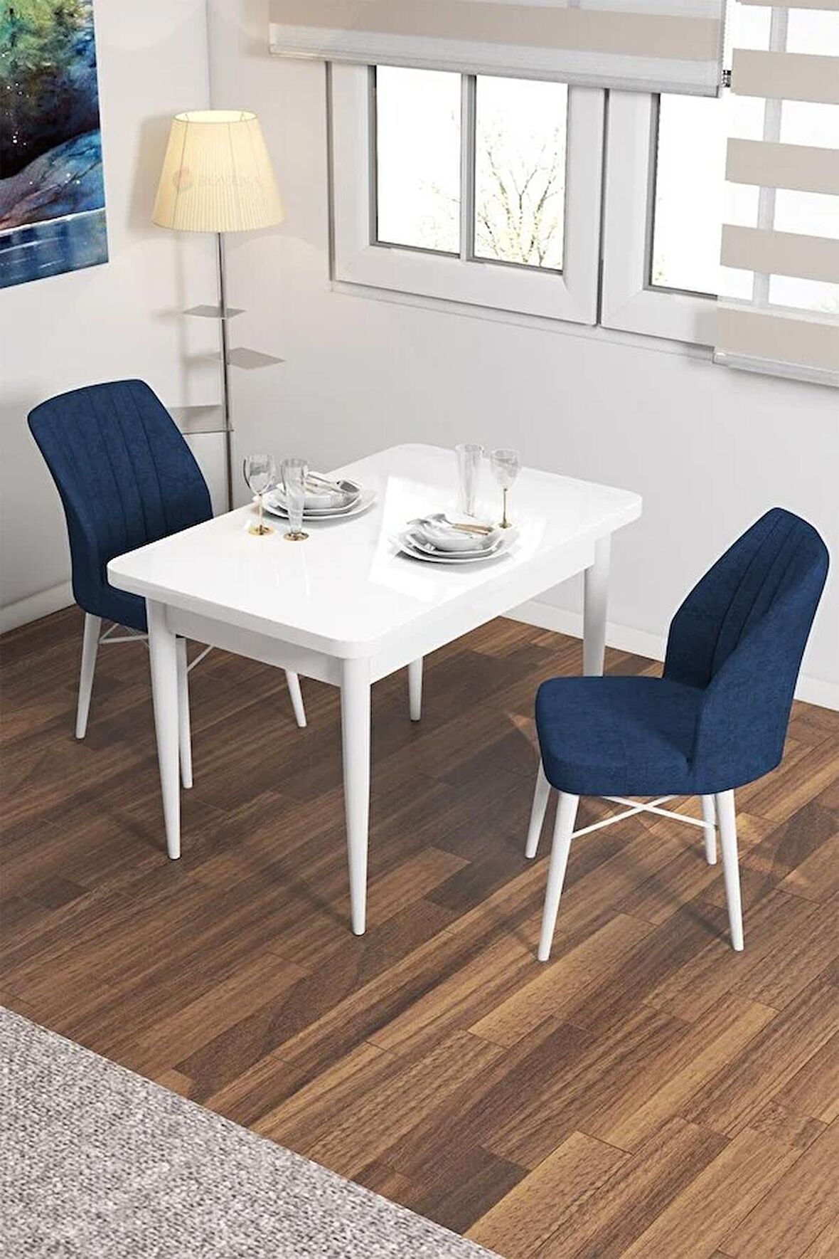 Rovena Lera Beyaz 70x110 Sabit Mdf Mutfak Masası Takımı 2 Adet Sandalye