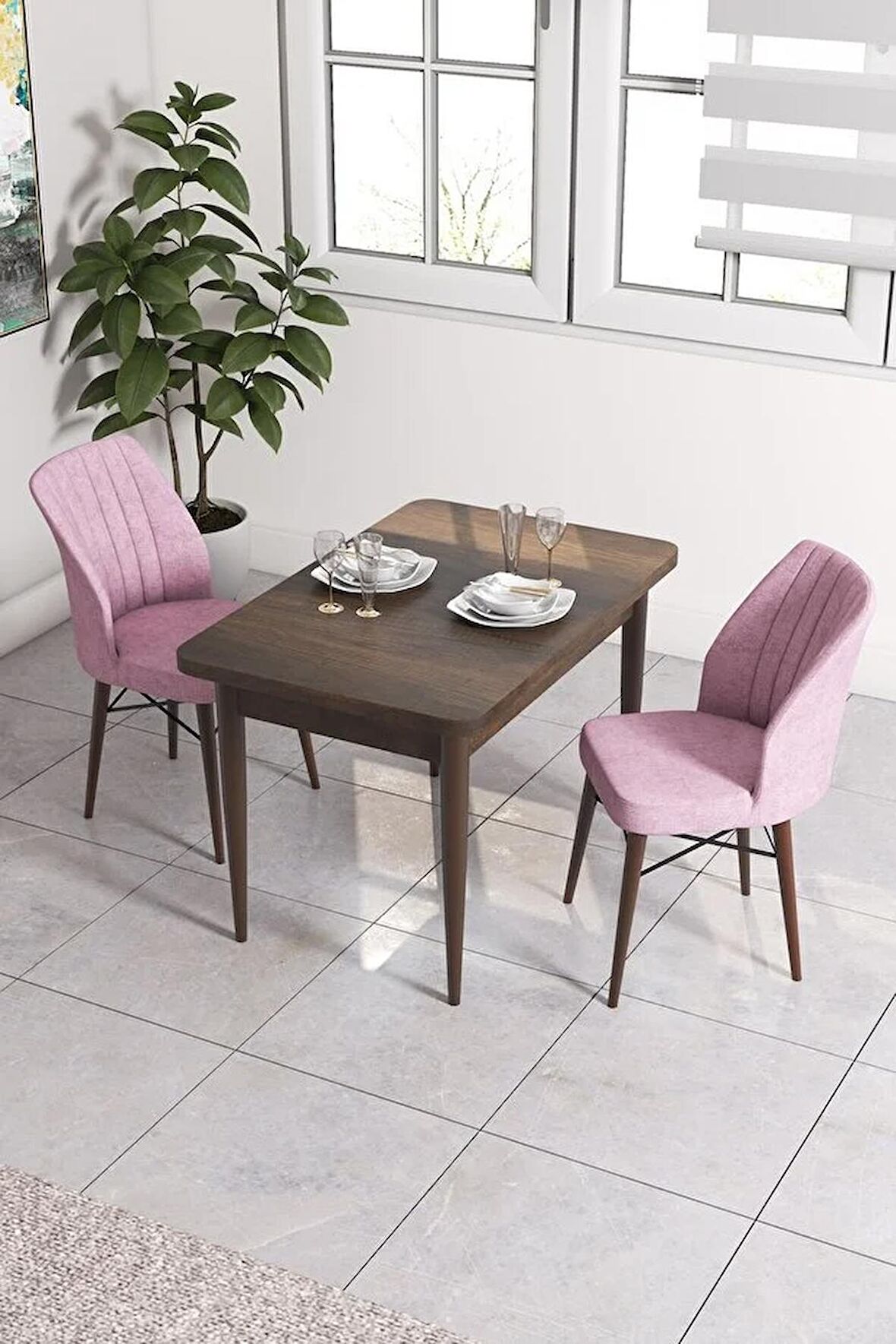 Rovena Lera Barok 70x110 Sabit Mdf Mutfak Masası Takımı 2 Adet Sandalye