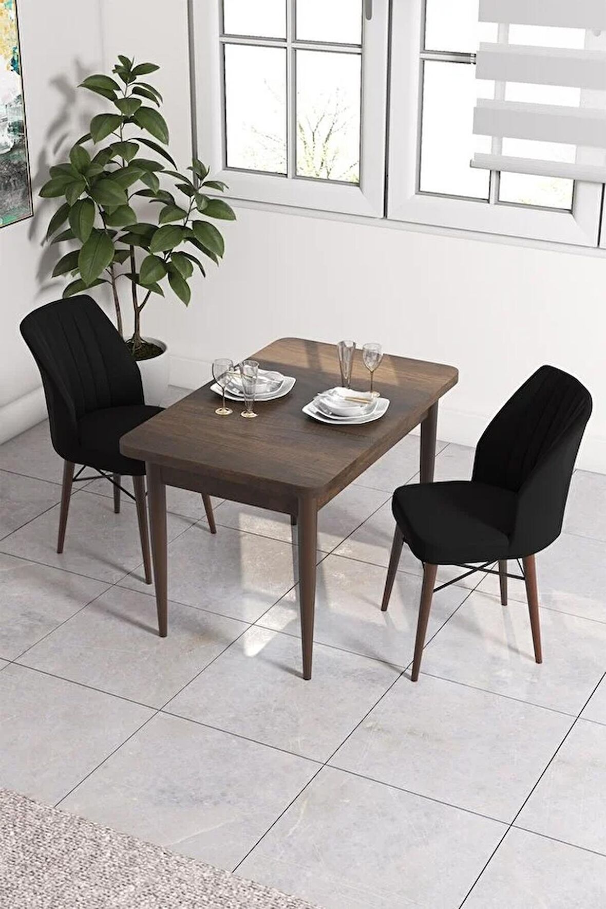 Rovena Lera Barok 70x110 Sabit Mdf Mutfak Masası Takımı 2 Adet Sandalye