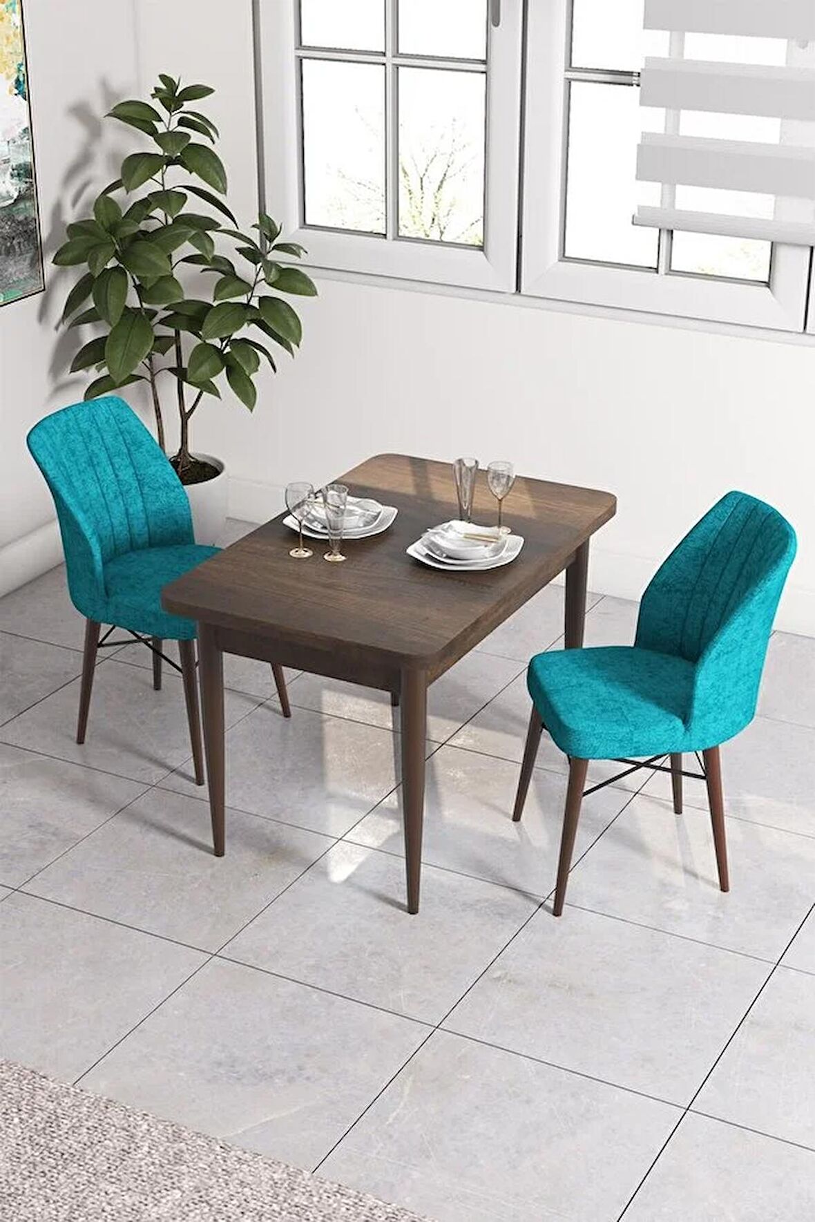 Rovena Lera Barok 70x110 Sabit Mdf Mutfak Masası Takımı 2 Adet Sandalye