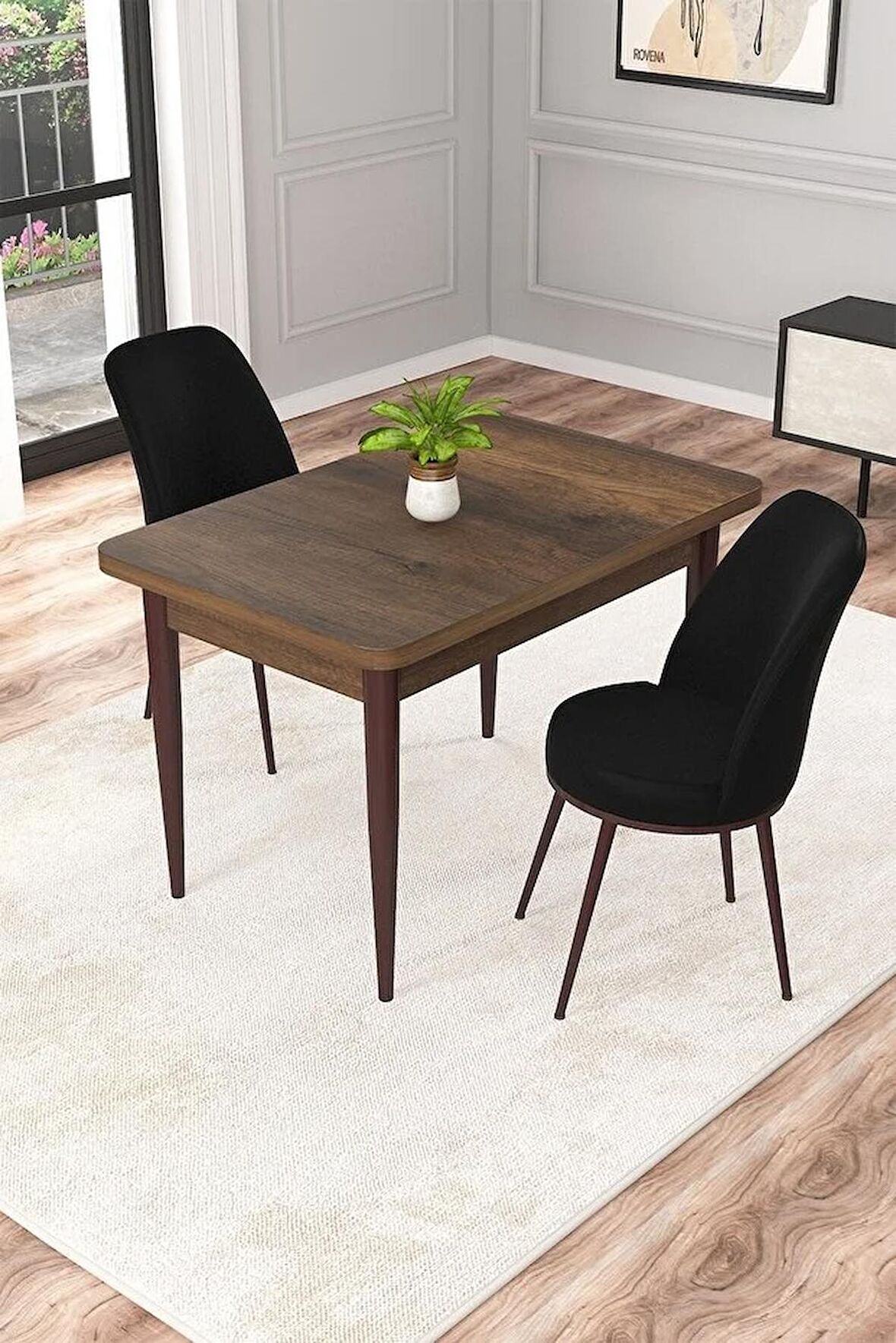 Rovena Duru Barok 70x110 Sabit Mdf Mutfak Masası Takımı 2 Adet Sandalye