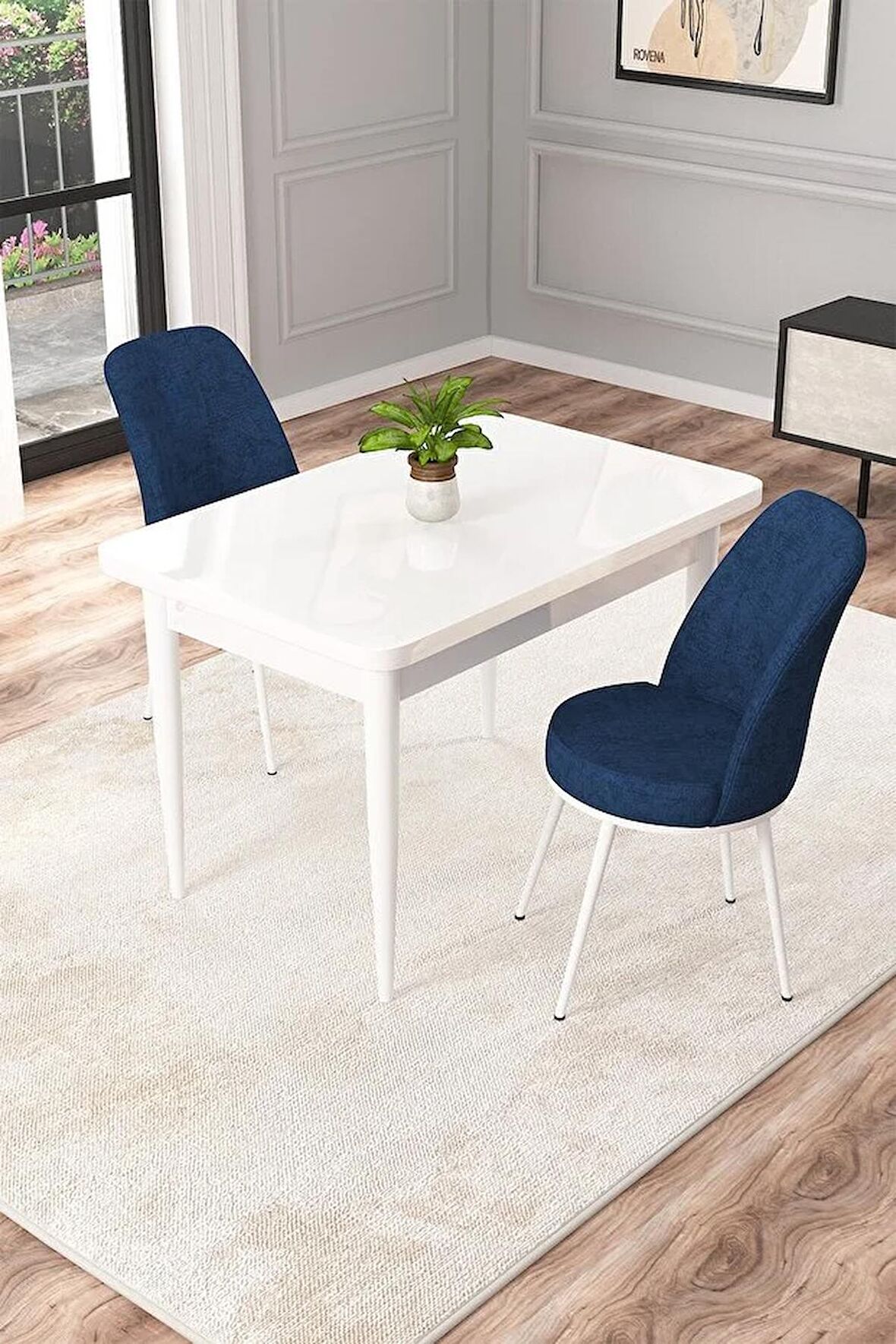 Rovena Raum Beyaz 70x110 Sabit Suntalam Mutfak Masası Takımı 2 Adet Sandalye