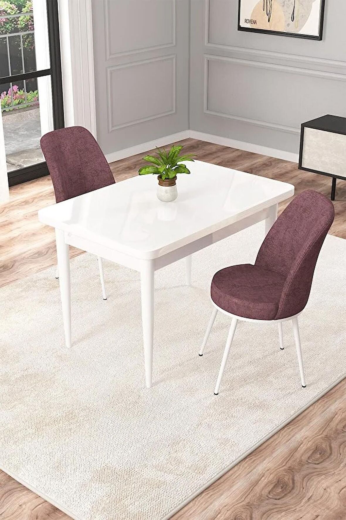 Rovena Raum Beyaz 70x110 Sabit Suntalam Mutfak Masası Takımı 2 Adet Sandalye