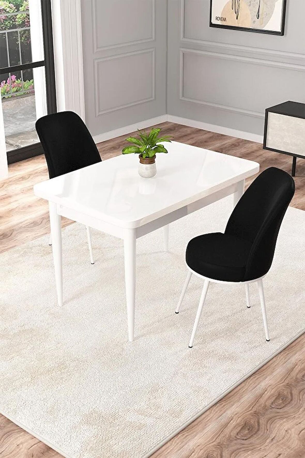 Rovena Raum Beyaz 70x110 Sabit Suntalam Mutfak Masası Takımı 2 Adet Sandalye
