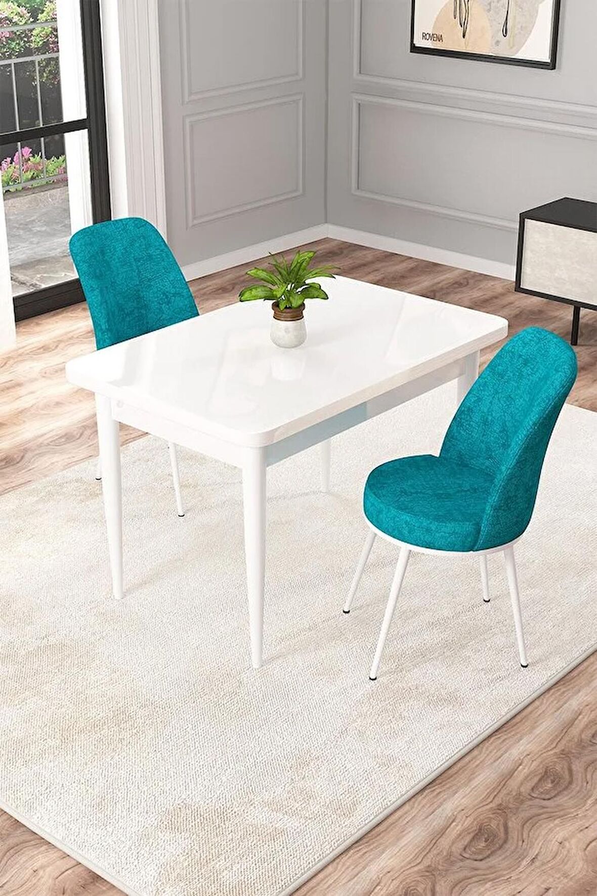 Rovena Raum Beyaz 70x110 Sabit Suntalam Mutfak Masası Takımı 2 Adet Sandalye
