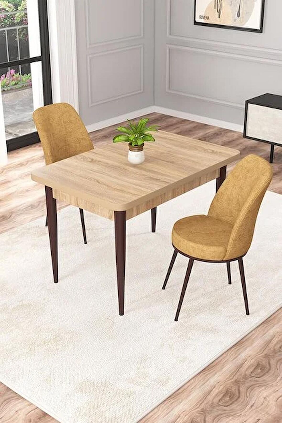 Rovena Raum Meşe 70x110 Sabit Suntalam Mutfak Masası Takımı 2 Adet Sandalye