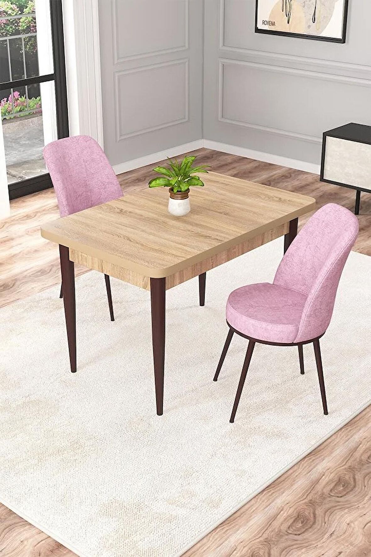 Rovena Raum Meşe 70x110 Sabit Suntalam Mutfak Masası Takımı 2 Adet Sandalye