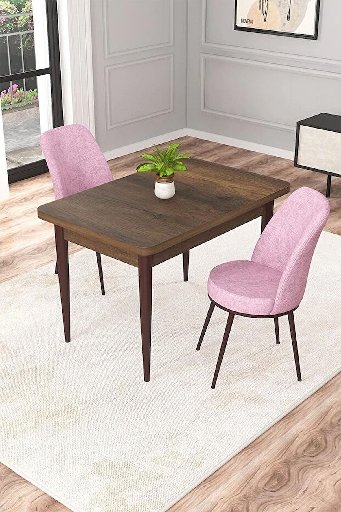 Rovena Raum Barok 70x110 Sabit Suntalam Mutfak Masası Takımı 2 Adet Sandalye