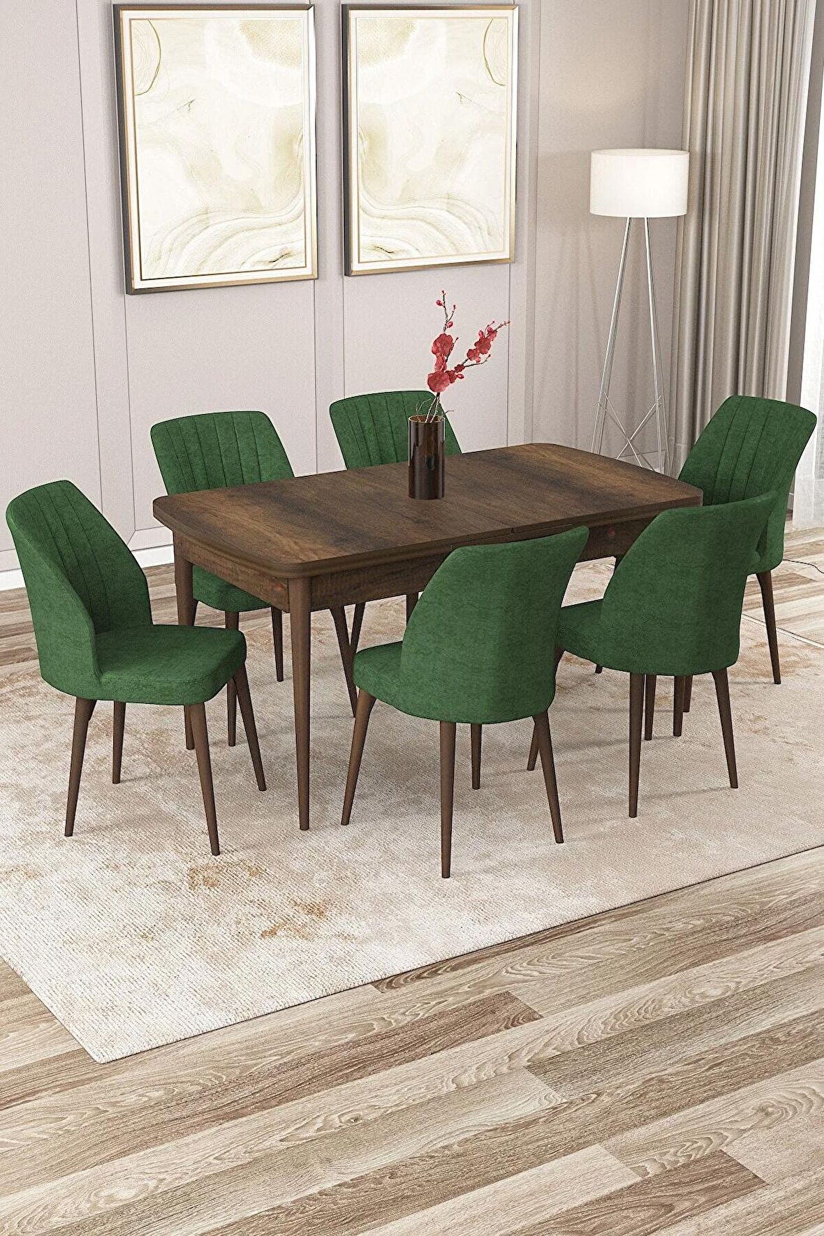 Rovena Lucca Barok 70x114 Açılabilir Suntalam Mutfak Masası Takımı 6 Adet Sandalye