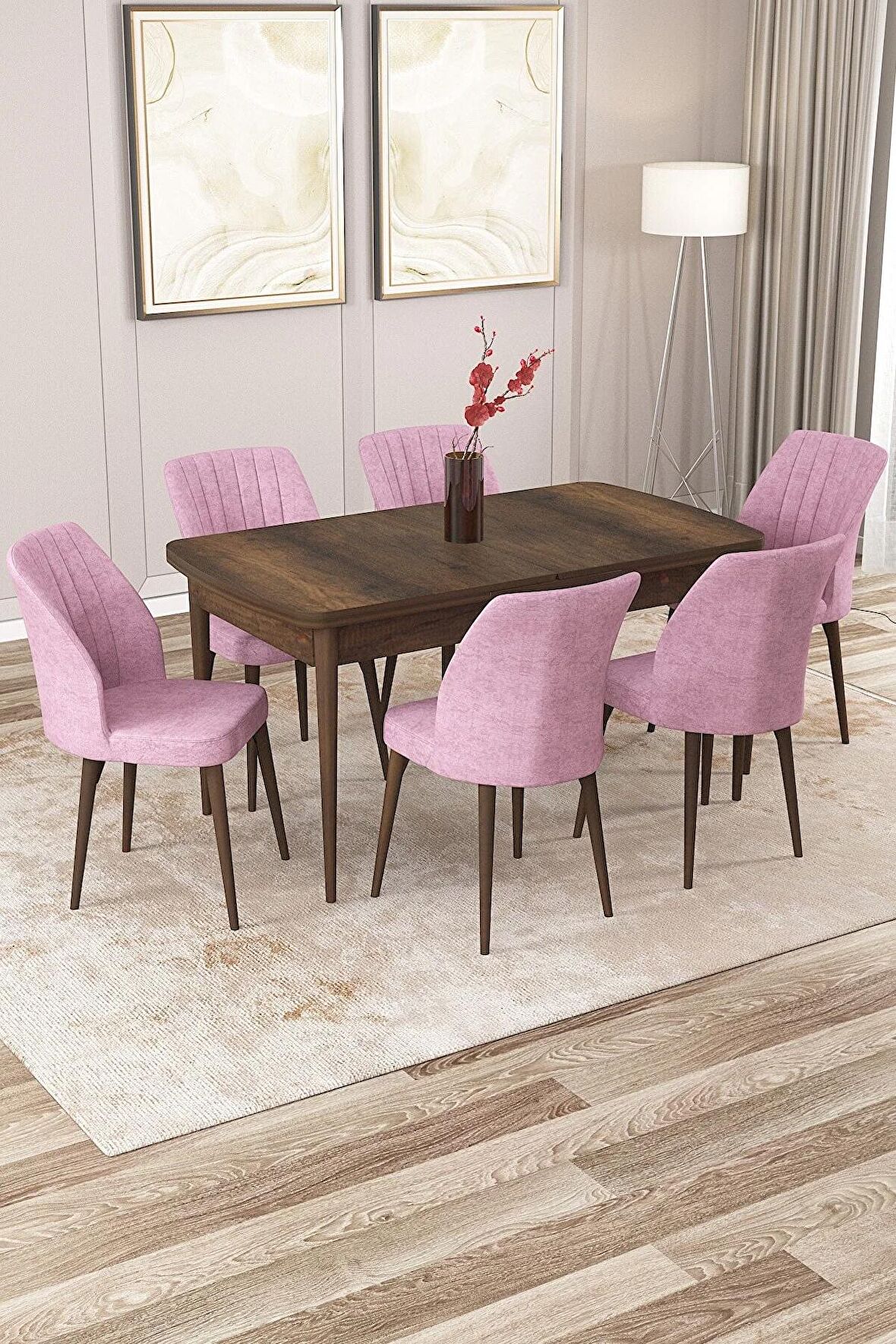 Rovena Lucca Barok 70x114 Açılabilir Suntalam Mutfak Masası Takımı 6 Adet Sandalye