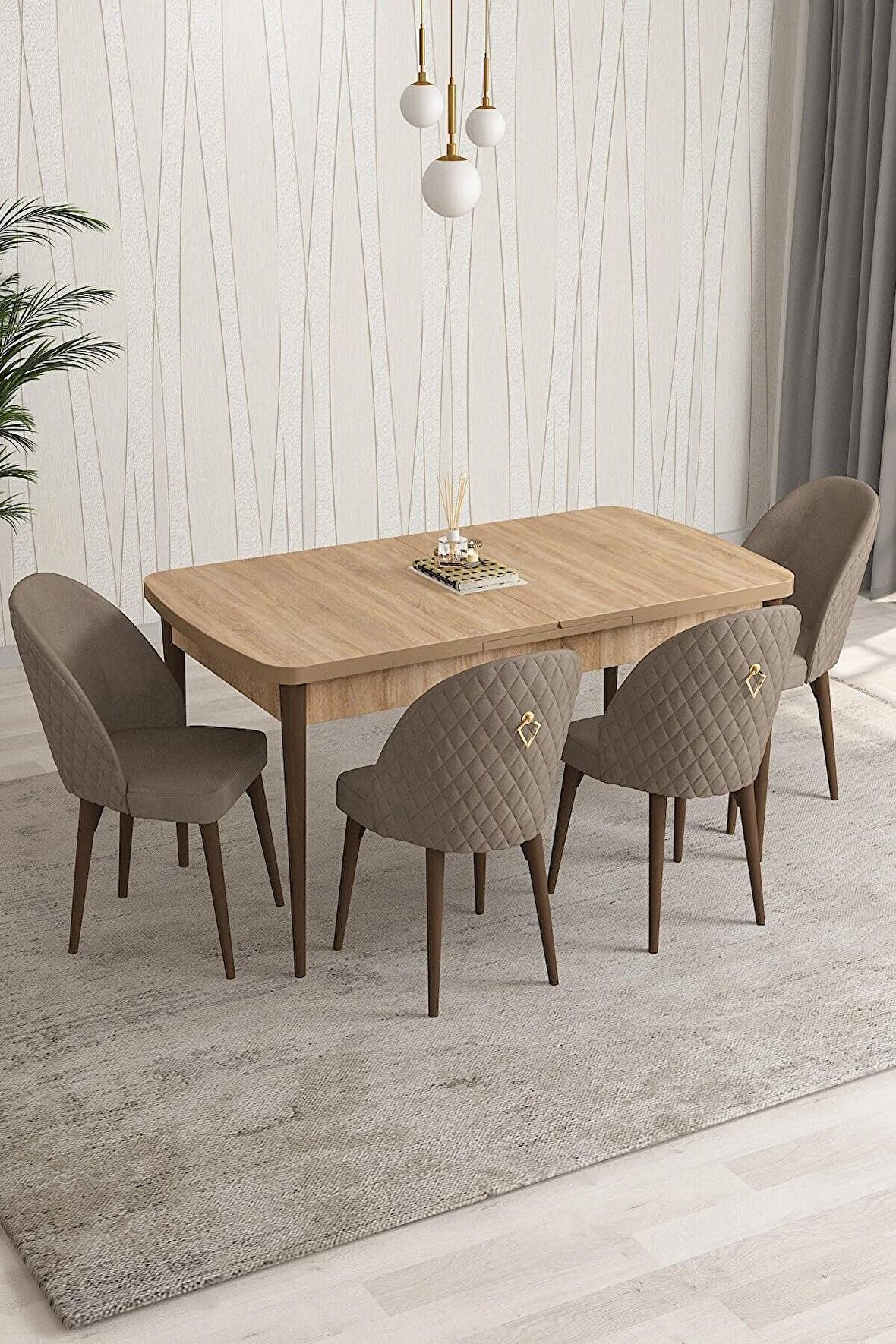 Rovena Talia Meşe 70x114 Açılabilir Mdf Mutfak Masası Takımı 4 Adet Sandalye