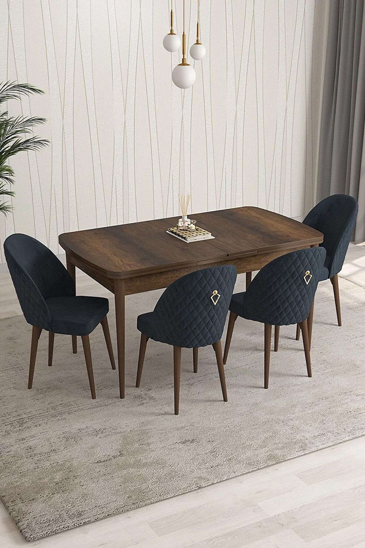 Rovena Talia Barok 70x114 Açılabilir Mdf Mutfak Masası Takımı 4 Adet Sandalye