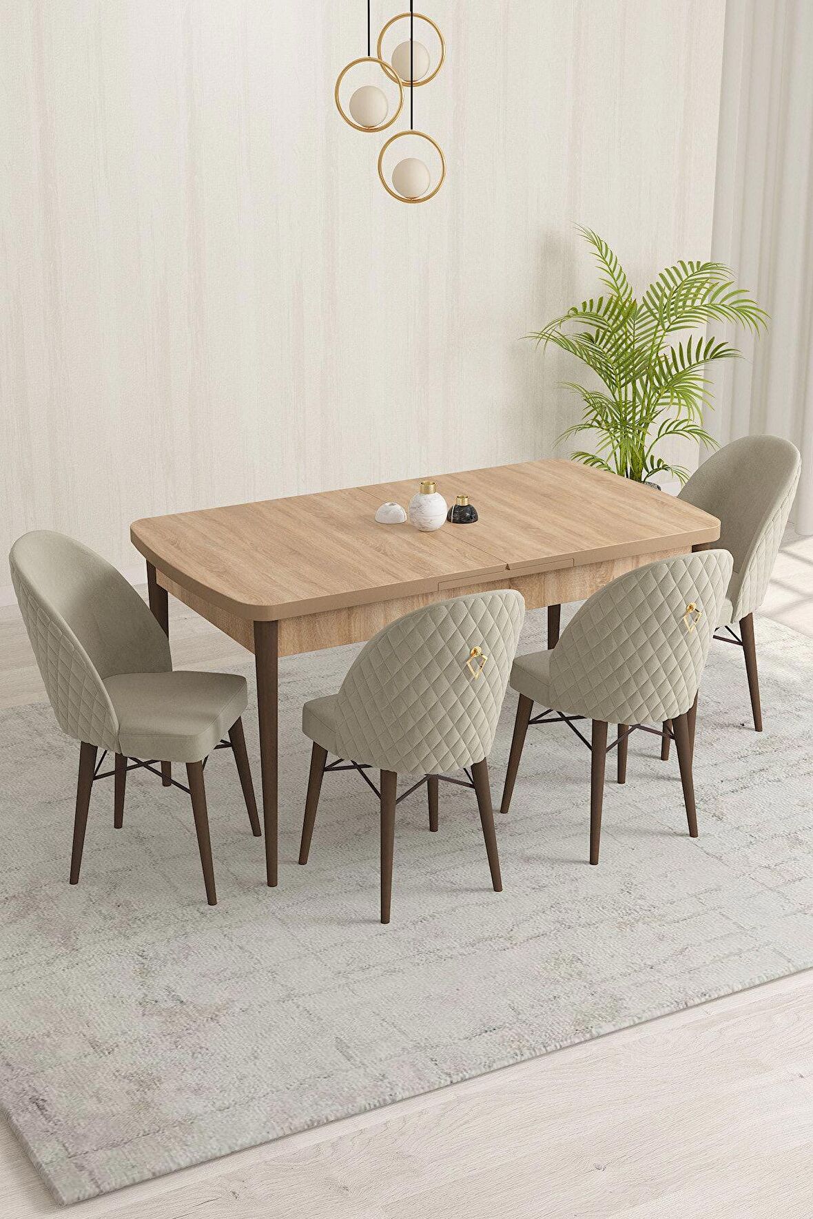 Rovena Liora Meşe 70x114 Açılabilir Mdf Mutfak Masası Takımı 4 Adet Sandalye