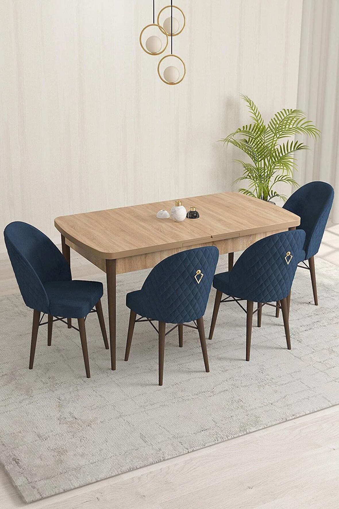 Rovena Liora Meşe 70x114 Açılabilir Mdf Mutfak Masası Takımı 4 Adet Sandalye