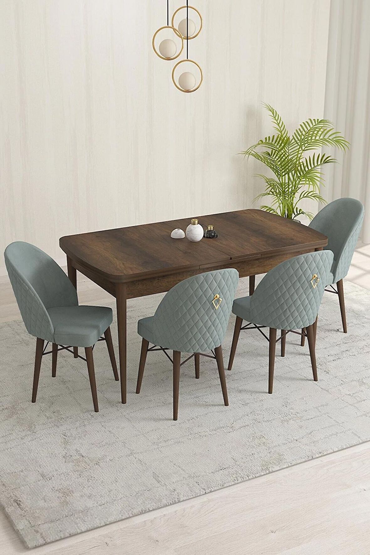 Rovena Liora Barok 70x114 Açılabilir Mdf Mutfak Masası Takımı 4 Adet Sandalye