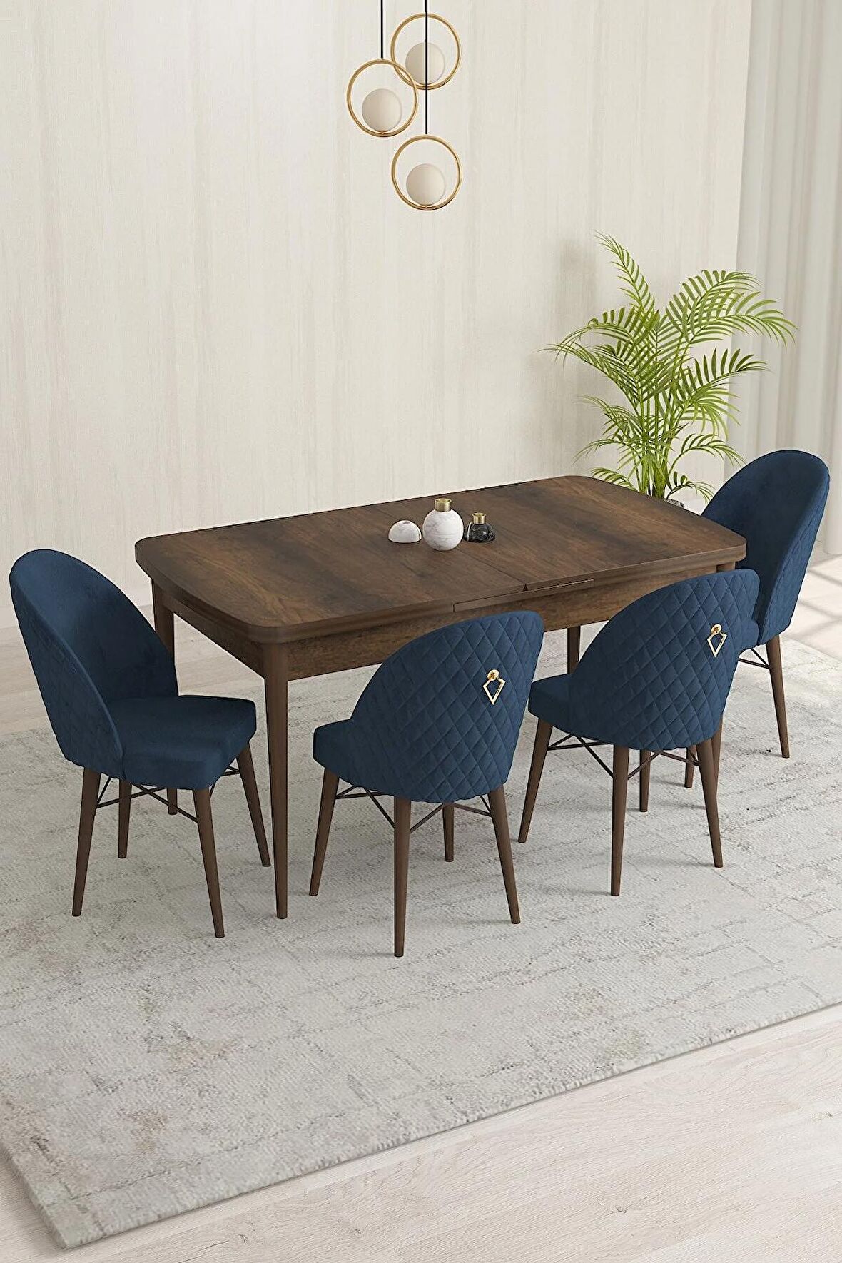 Rovena Liora Barok 70x114 Açılabilir Mdf Mutfak Masası Takımı 4 Adet Sandalye
