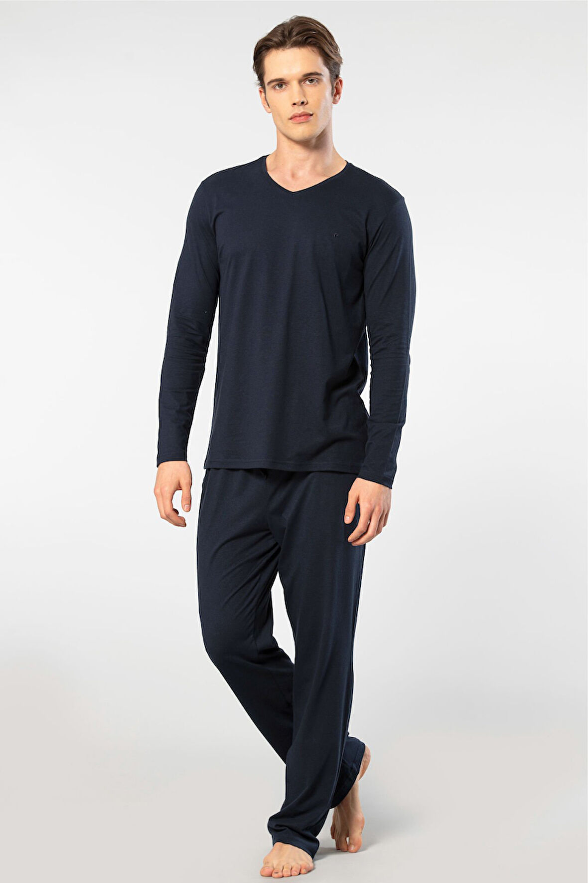 Cacharel Erkek Uzun Kollu Modal Pijama Takım 2237/Lacivert