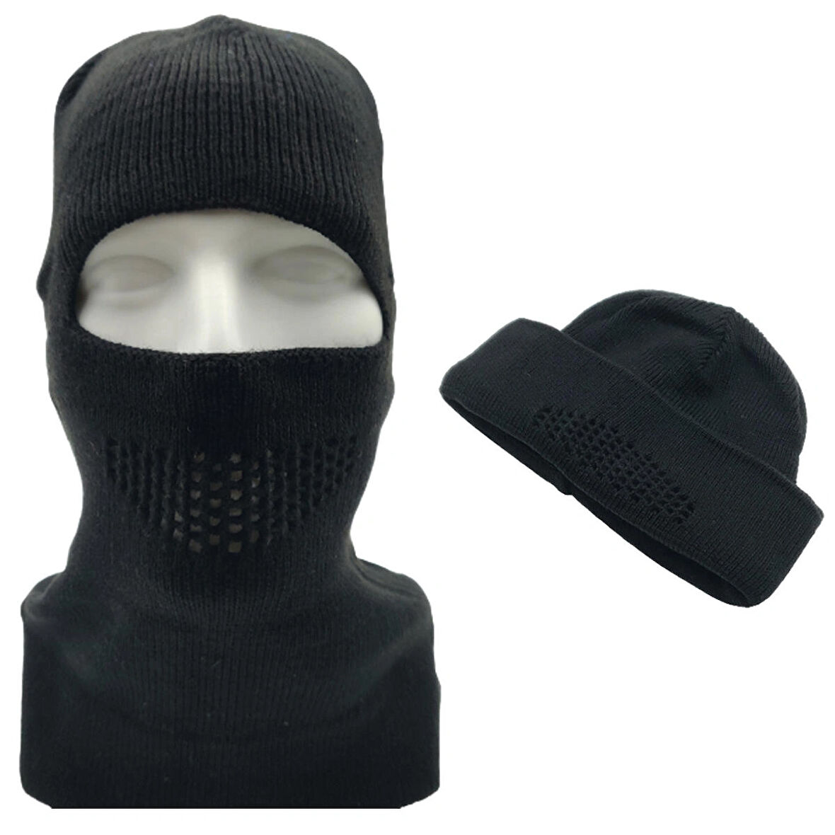 Siyah Kışlık Şapka Bere Olabilen Tactical Modüler Kar Maskesi