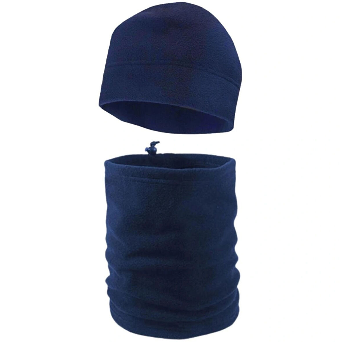 Unisex Lacivert Kışlık Termal Polar Bere - Ipli Polar Boyunluk 2'li Set Takım