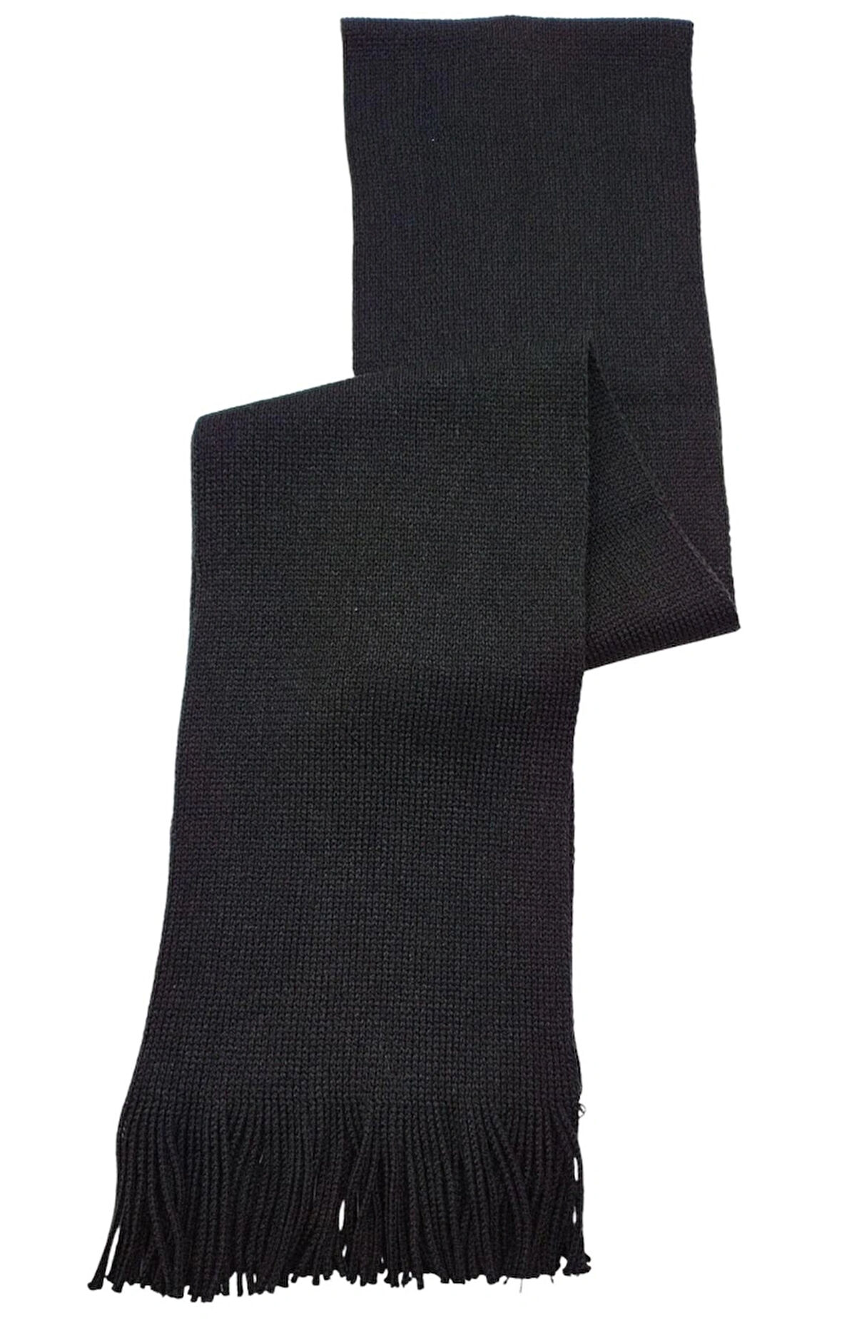 Kışlık Siyah Yumuşak Dokulu Püskül Detaylı Esnek Triko Örgü Basic Atkı Scarf
