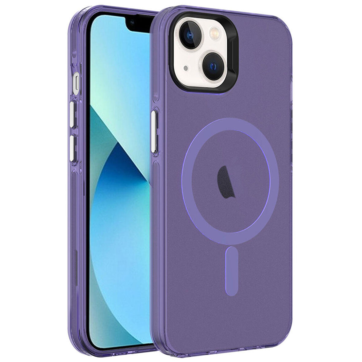 Gpack Apple iPhone 13 Kılıf C-Pro Arkası Buzlu Transparan Flex Tuşlu Magsafeli