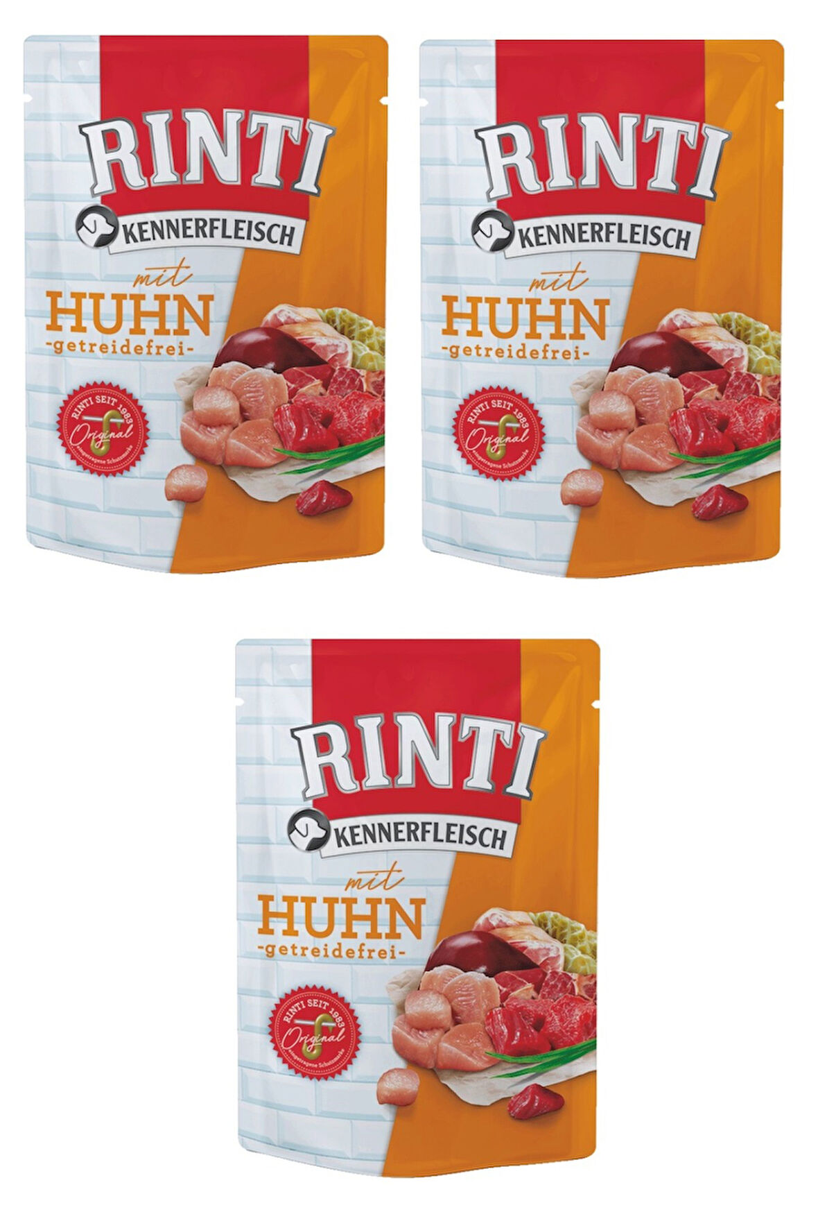 Rinti Pouch Tavuklu Köpek Yaş Mama 400 Gr. X 3 Adet