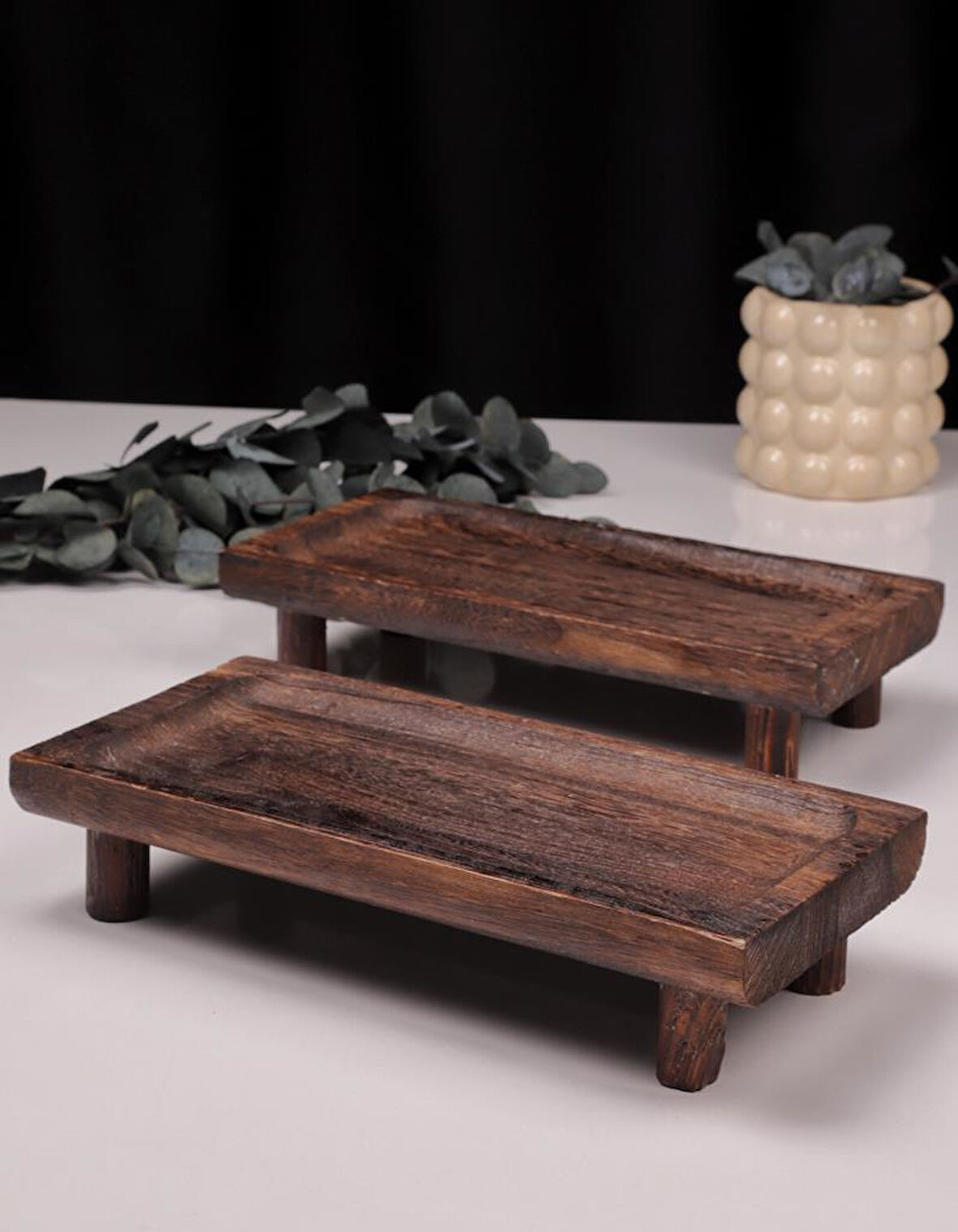 Bambum 2 Parça Pavlonya Noble Ahşap Sunum ve Servis Seti – Dikdörtgen Servis Tabakları