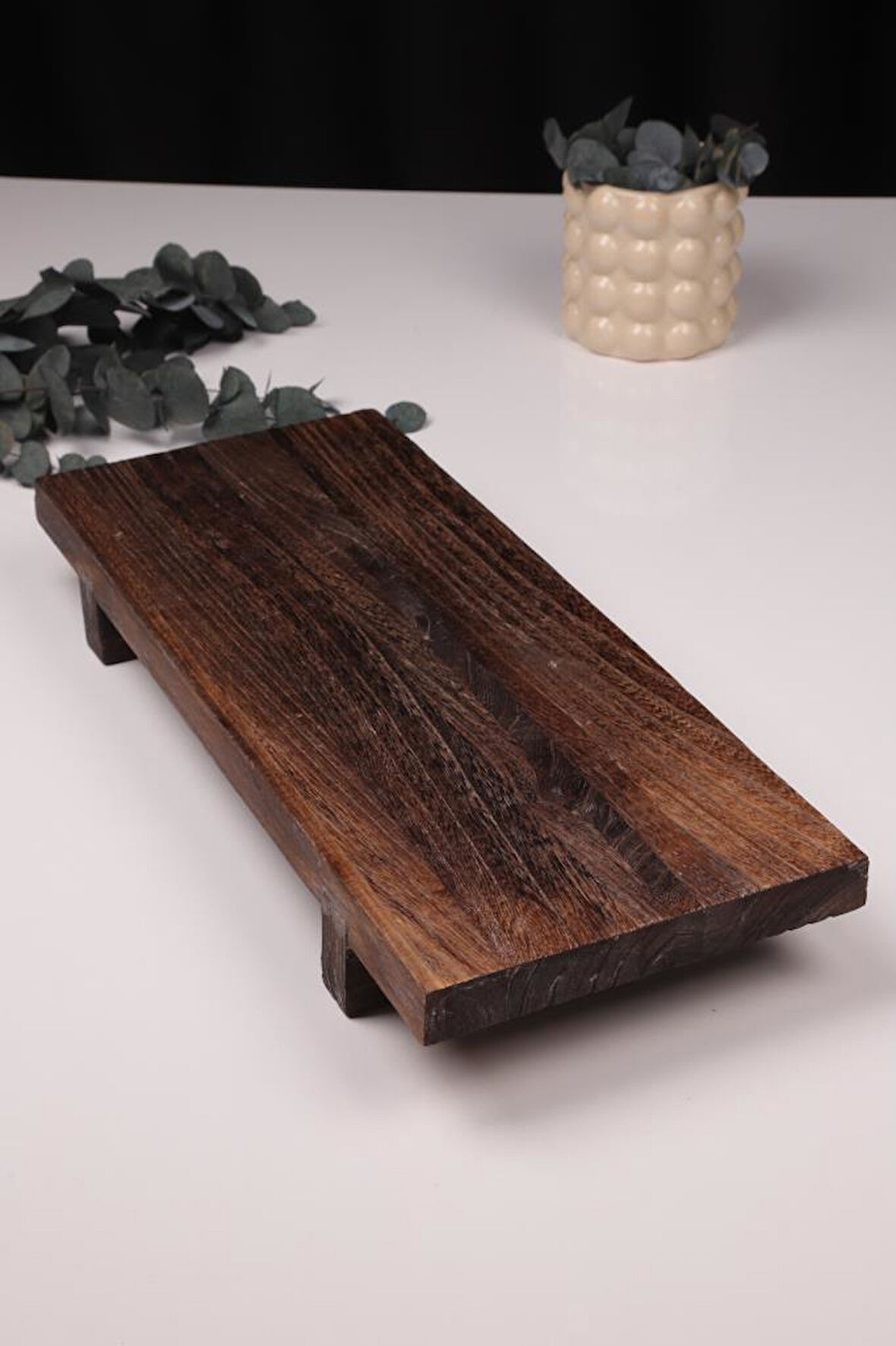 Bambum Pavlonya Classic Dark Ahşap Sunum ve Servis Seti Dikdörtgen Servis Tabakları