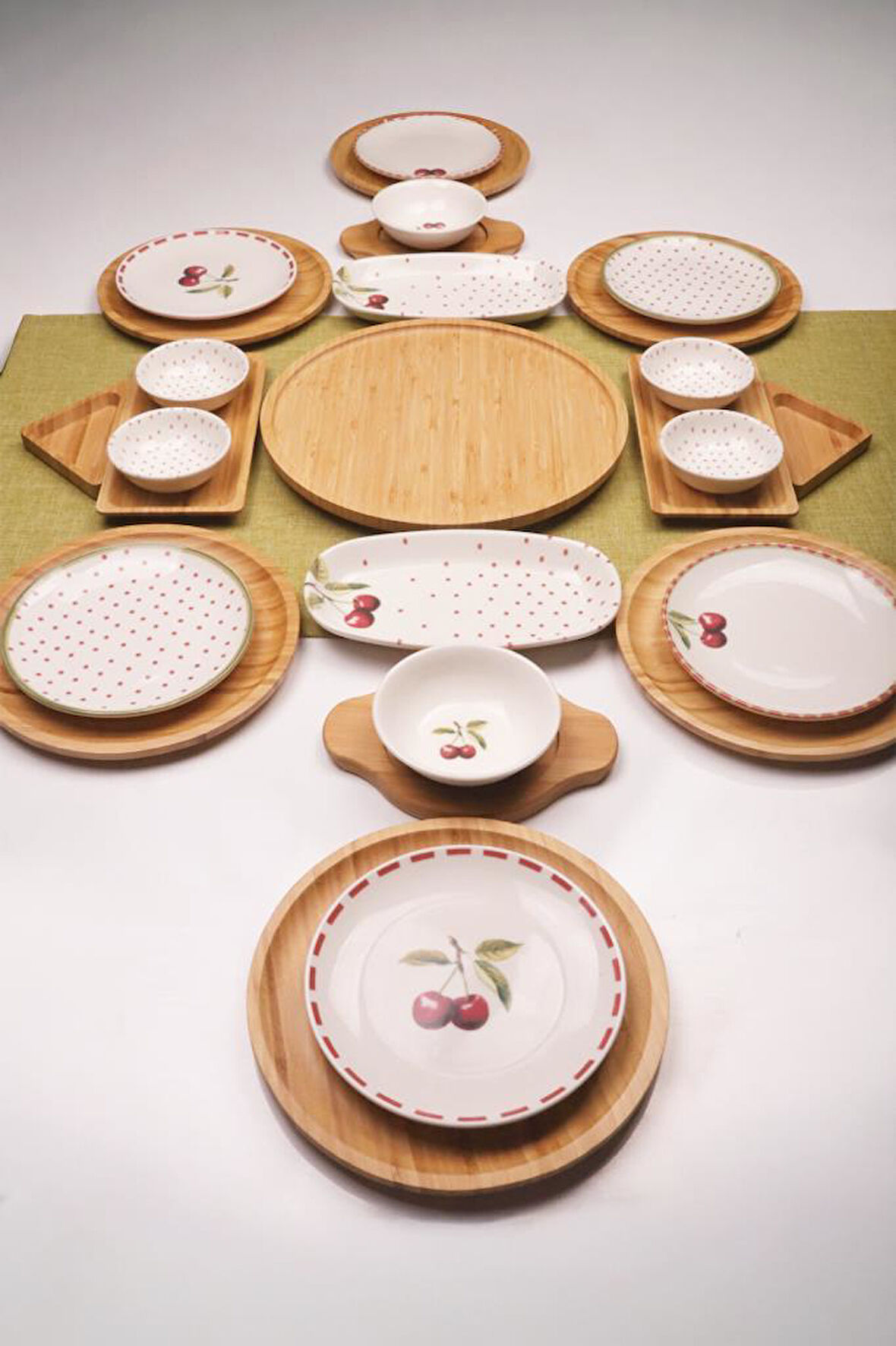 Atbyhome Eden 6 Kişilik 27 Parça Doğal Bambu Porselen Kahvaltı Takımı – Kahvaltı Seti Sunum Seti