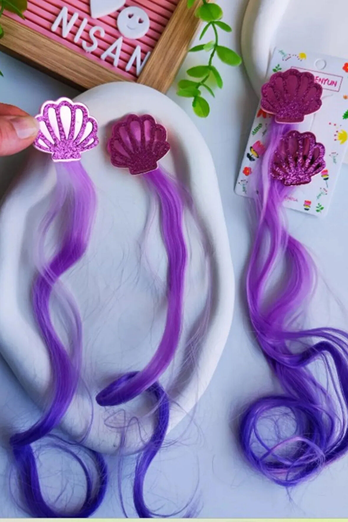 Kız Çocuk Pullu Kelebek Yapay Saç Postiş 2 Adet