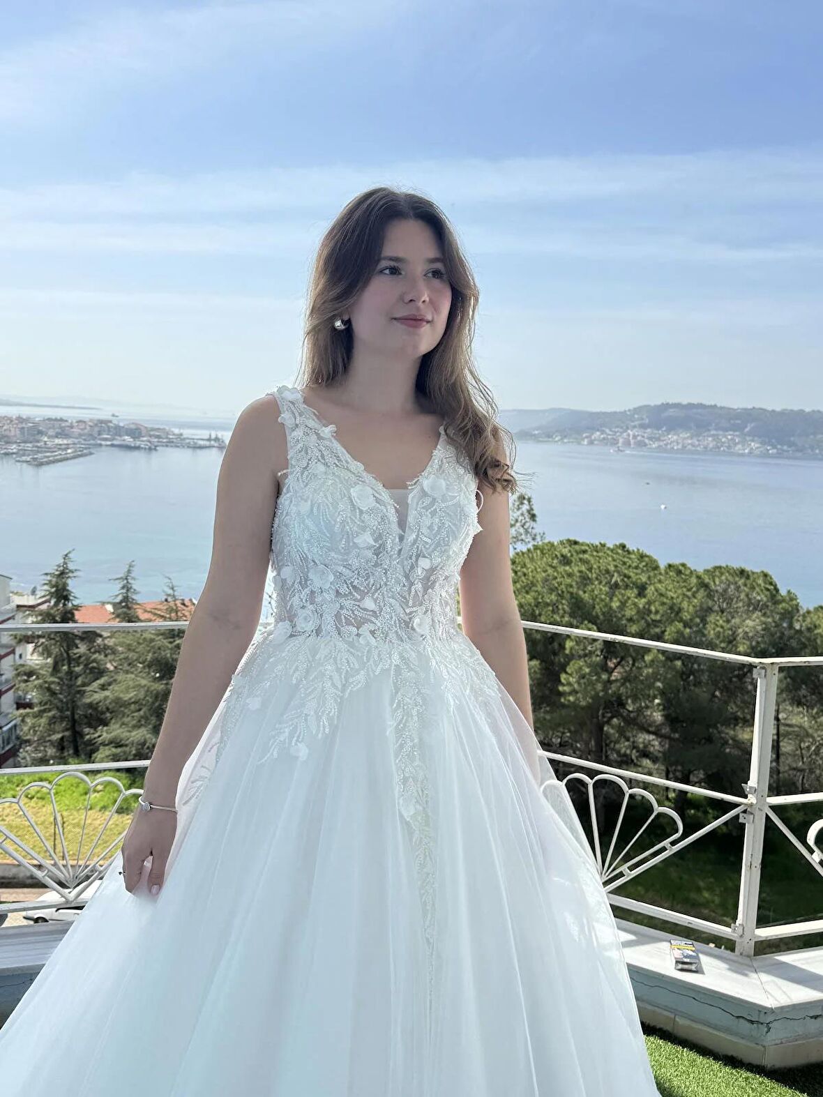 Diana Üç Boyutlu Dantel A Kesim Gelinlik