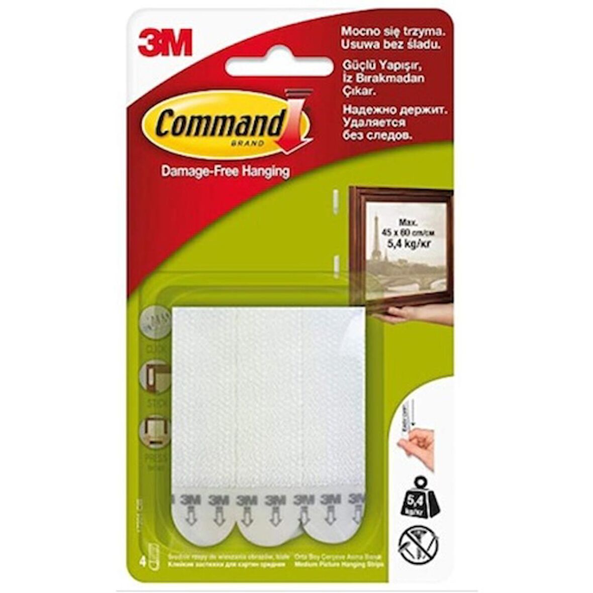 3M Command 17201 Orta Boy Cırt Cırt Bant 5 Paket