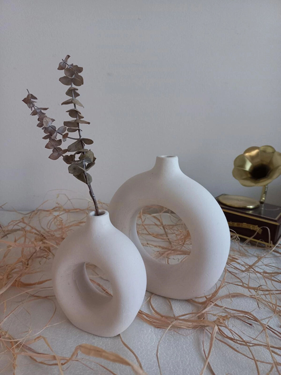 İKİLİ DONUT VAZO MUMLUK BEYAZ