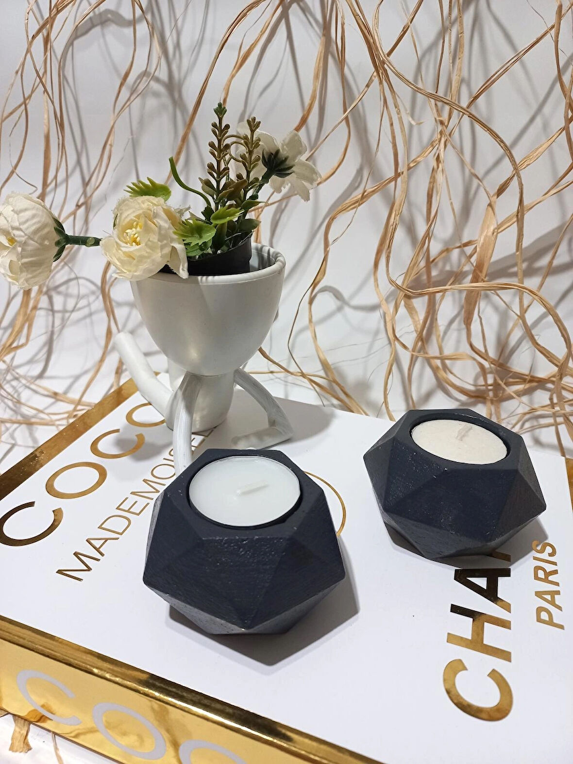 KÜÇÜK ALTIGEN İKİLİ MUMLUK SİYAH