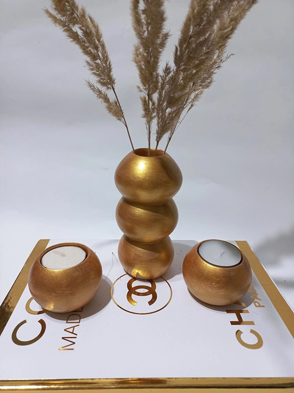 BALON VAZO İKİLİ MUMLUK SET RANDOM