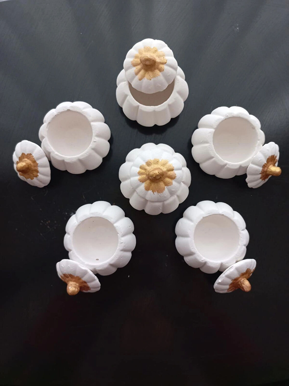 Mini Balkabağı 6'lı Lokumluk, Kahve Yanı Sunumluk Beyaz Dekoratif Obje