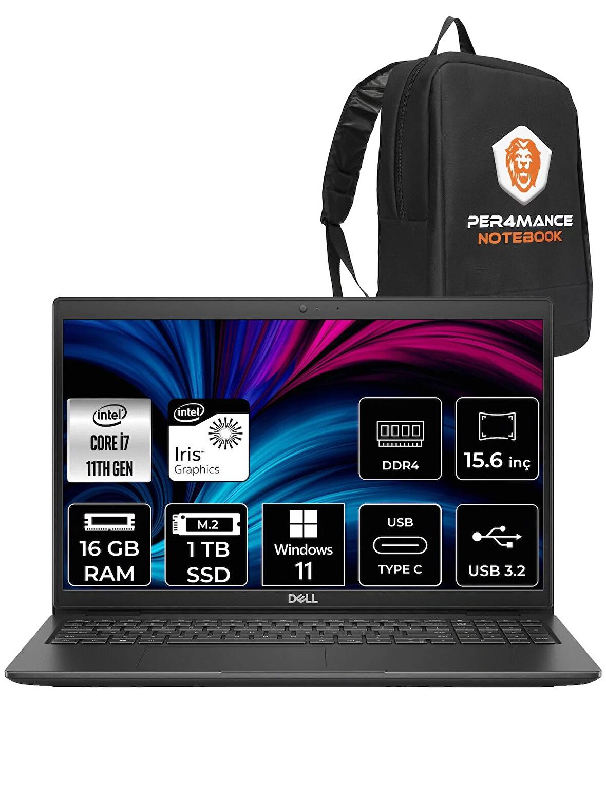 Dell Latitude 3520 i7 1165G7 16GB RAM 1TB SSD 15.6'' FHD W11PRO N052L352015 & PER4 ÇANTA