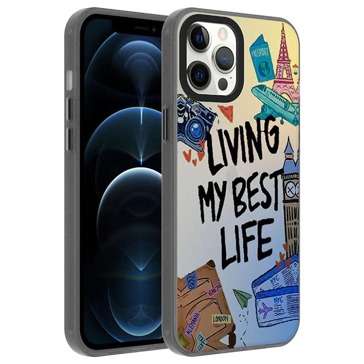Gpack Apple iPhone 12 Pro Kılıf Desenli Dragon Serisi Sert Kapak