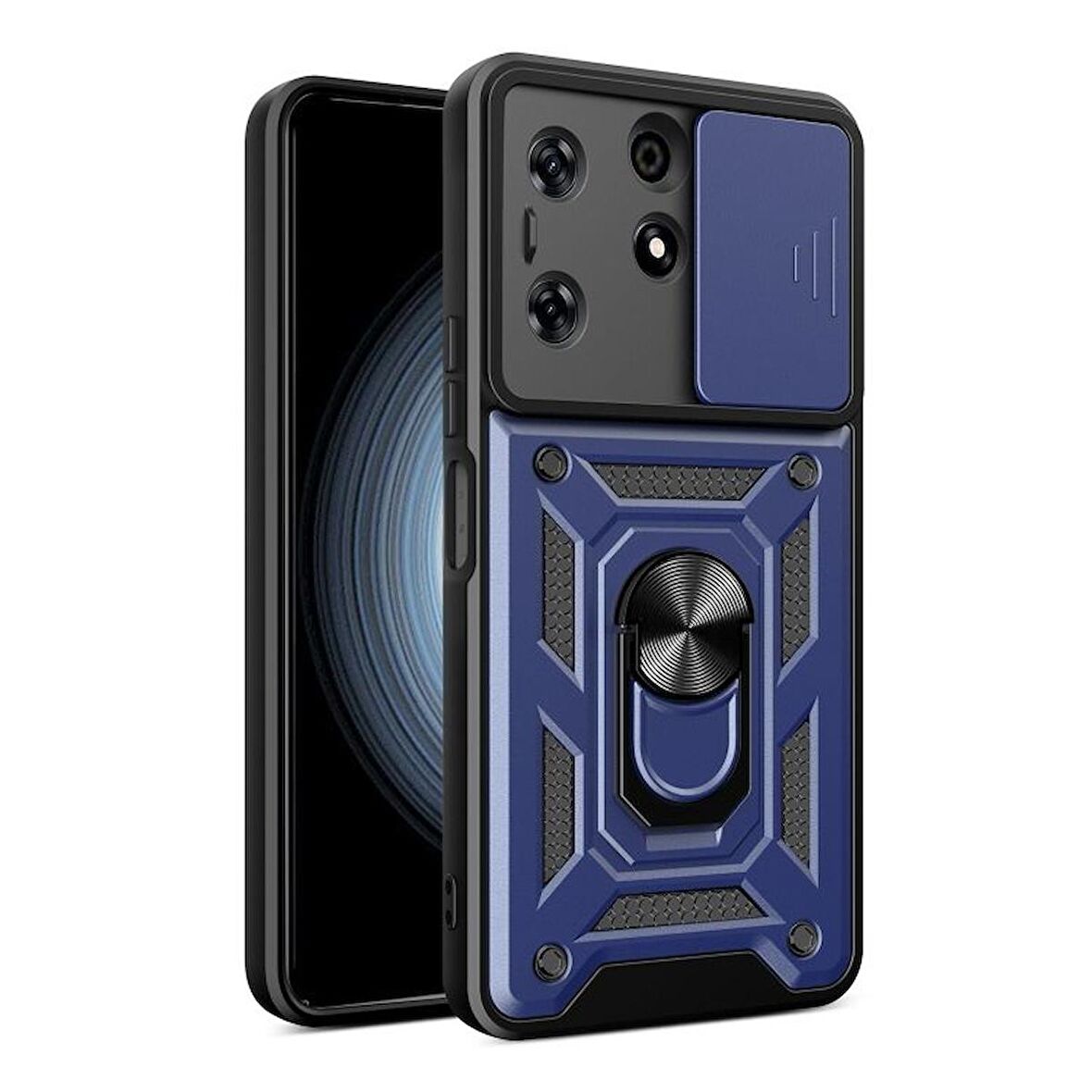 Gpack Tecno Spark 10 Pro Kılıf Sert Silikon Tank Aramid Sürgülü Vega Yüzüklü