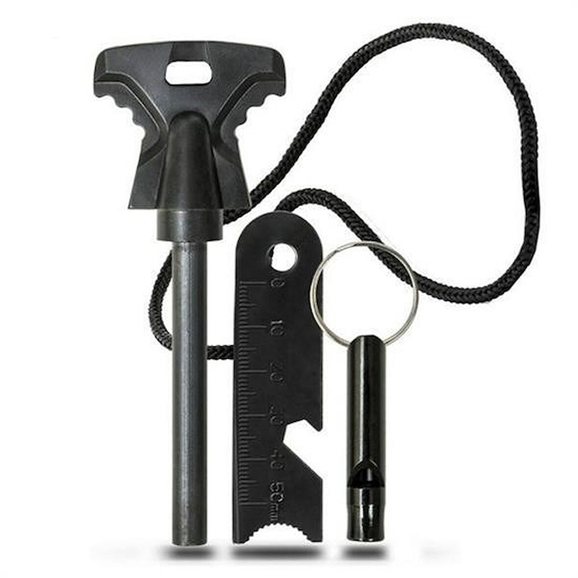 CELİK AVM® Acil Durum Magnezyum Çubuk Çakmaktaşı Hayatta Kalma Ateş Başlatıcı Çakmak Kiti Düdük Hediyel