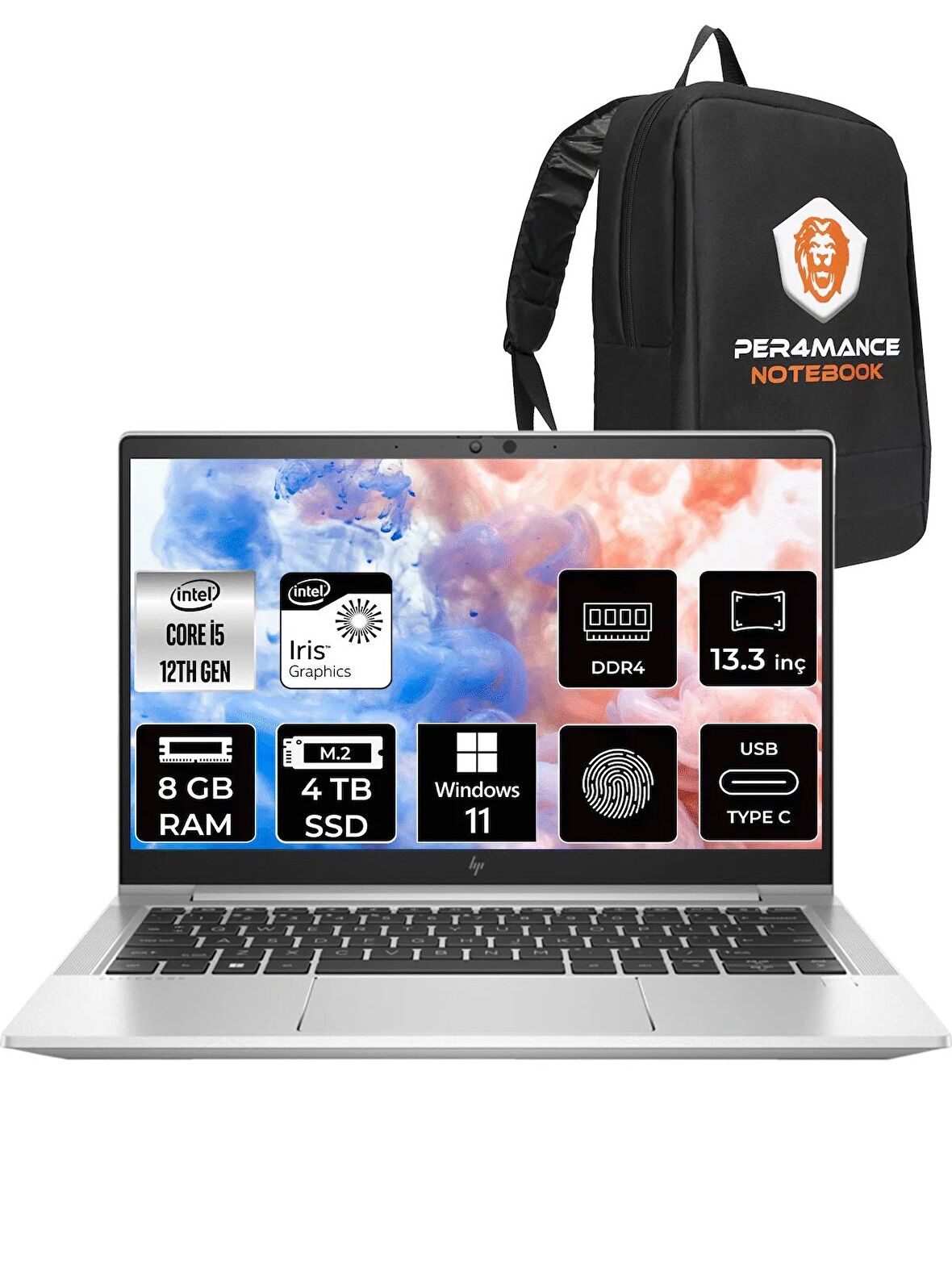 HP Elitebook 630 G9 i5 1235U 8GB RAM 4TB SSD 13.3'' FHD W11PRO 6S6Y3EA & PER4 ÇANTA 