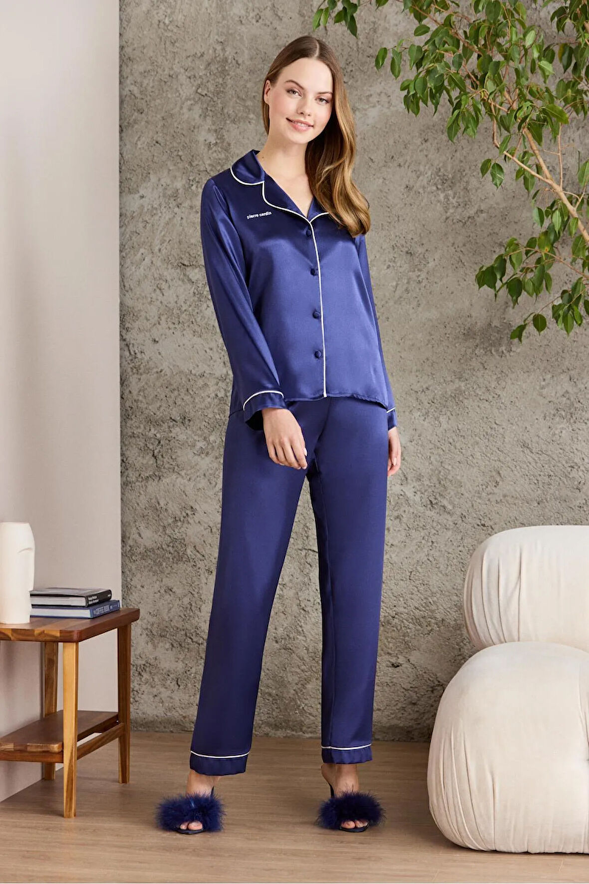 Saten Biyeli Pijama Takımı - 1200
