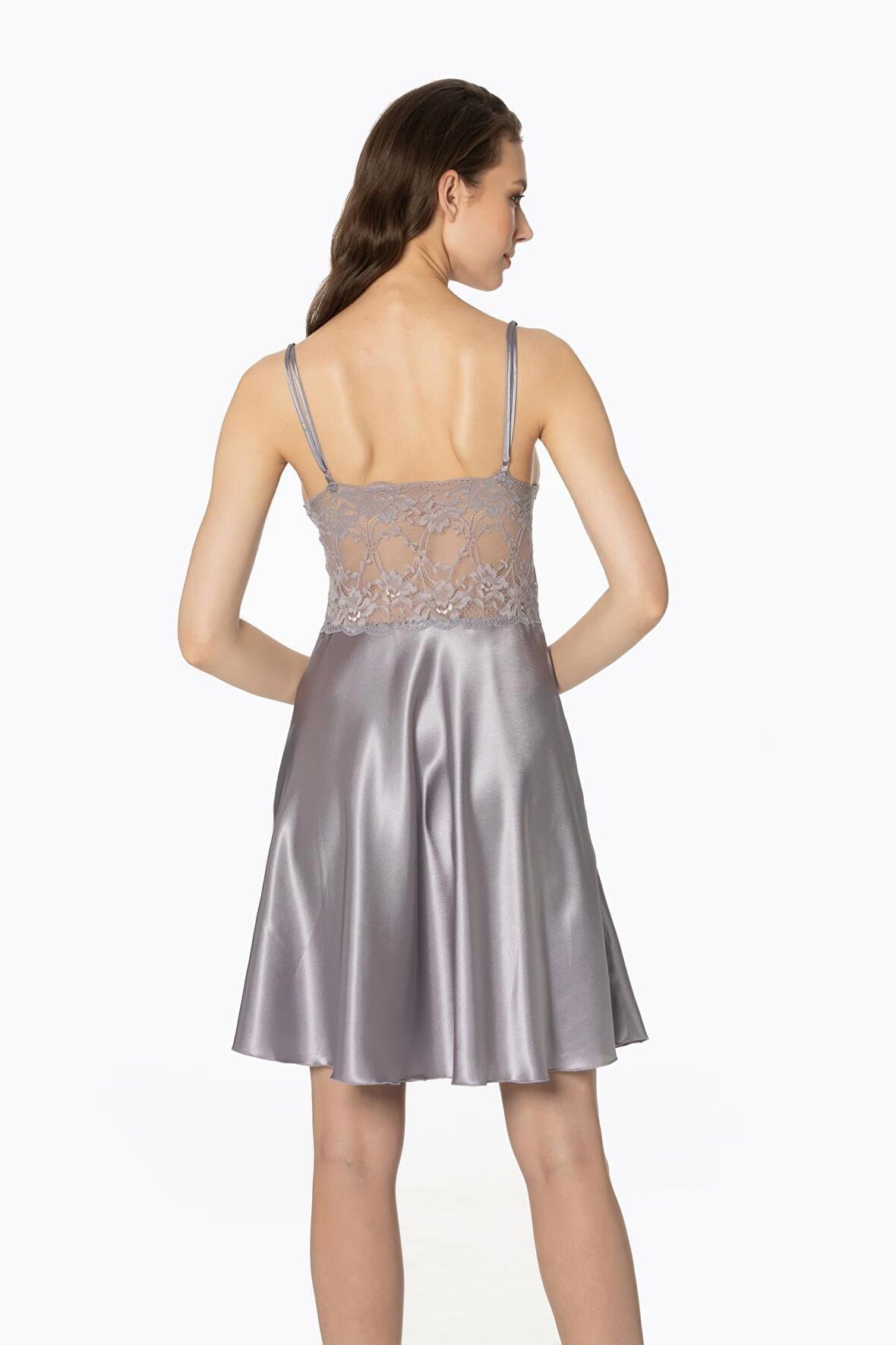 Kadın Royal Saten Dantelli Gecelik & Sabahlık Takım - 4265