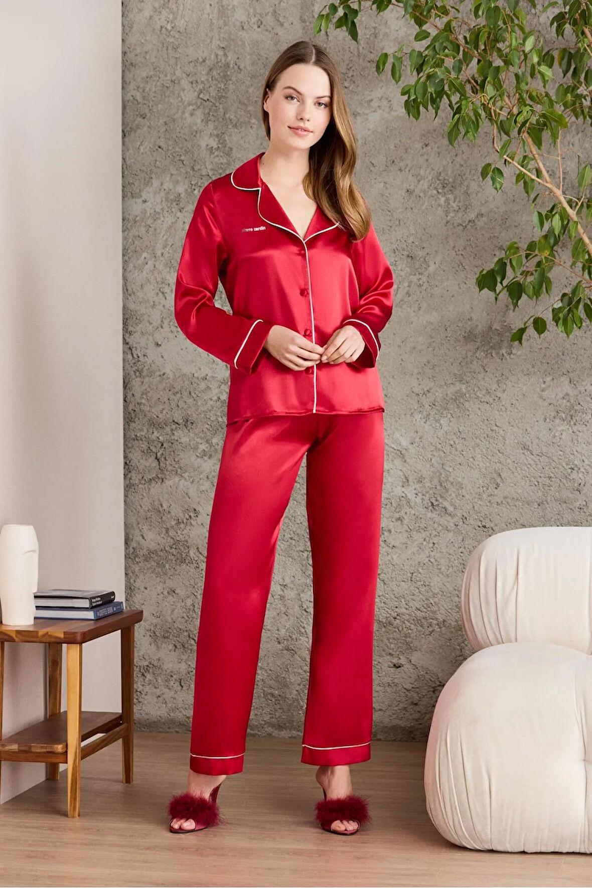 Saten Biyeli Pijama Takımı - 1200
