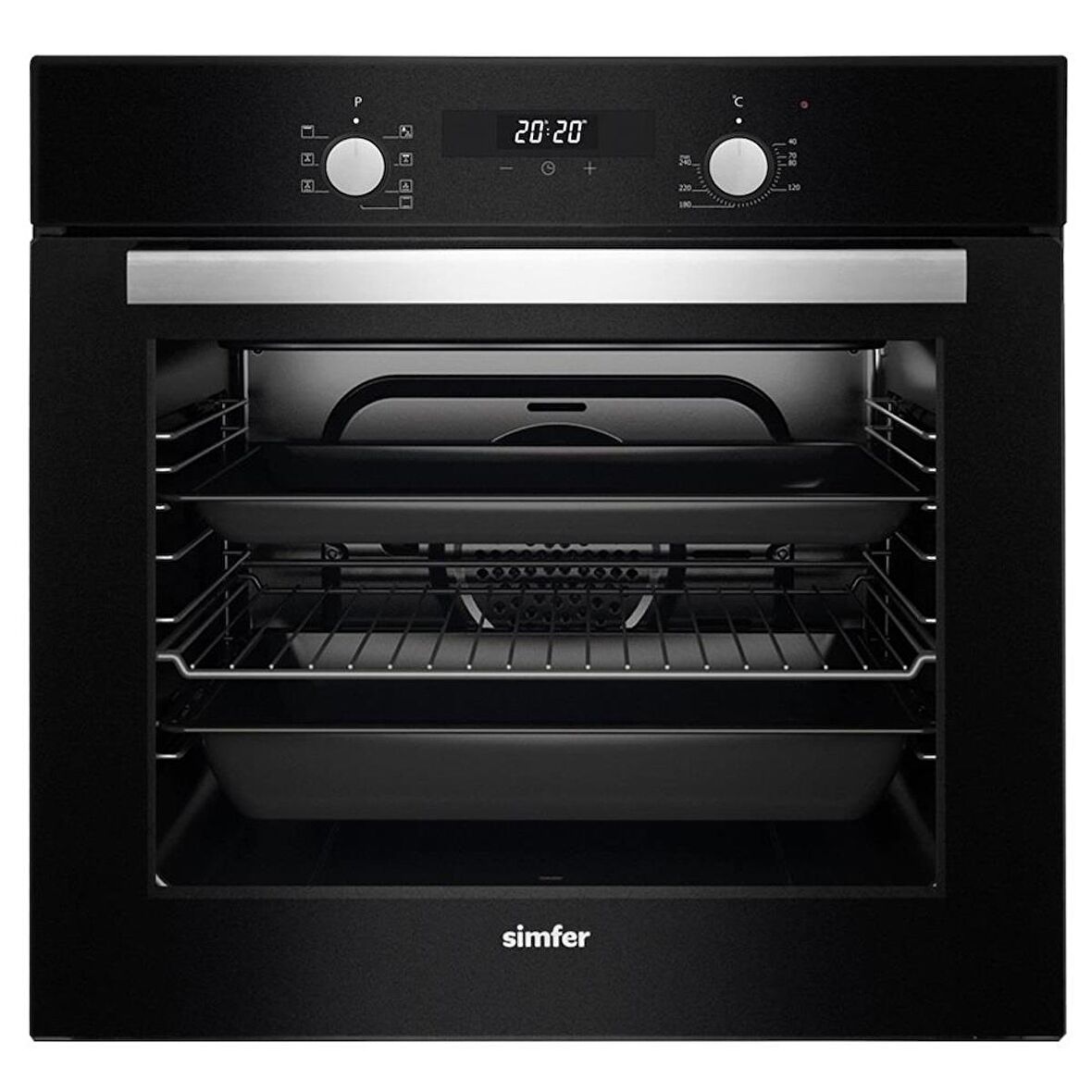Simfer 8 Fonksiyon 60 lt Siyah Turbo Ankanstre Set ( 7327 Fırın + 3508 Ocak + 8678 Davlumbaz)