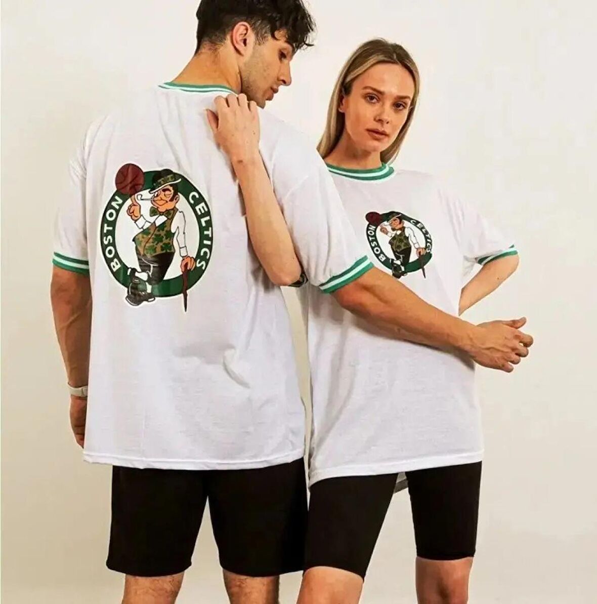 Sevgili Kombini Çift Unicex Baskılı Tişört Beyaz