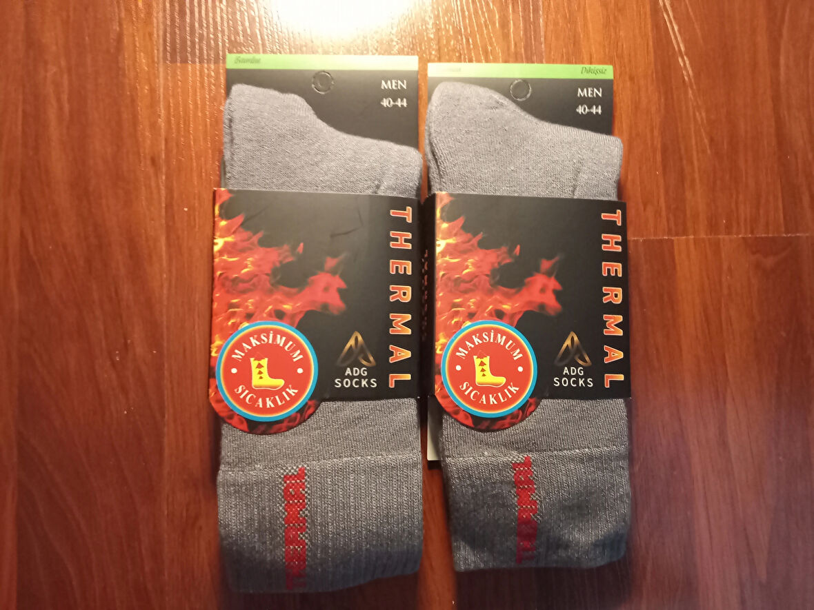2 adet Gri Erkek Termal Çorap