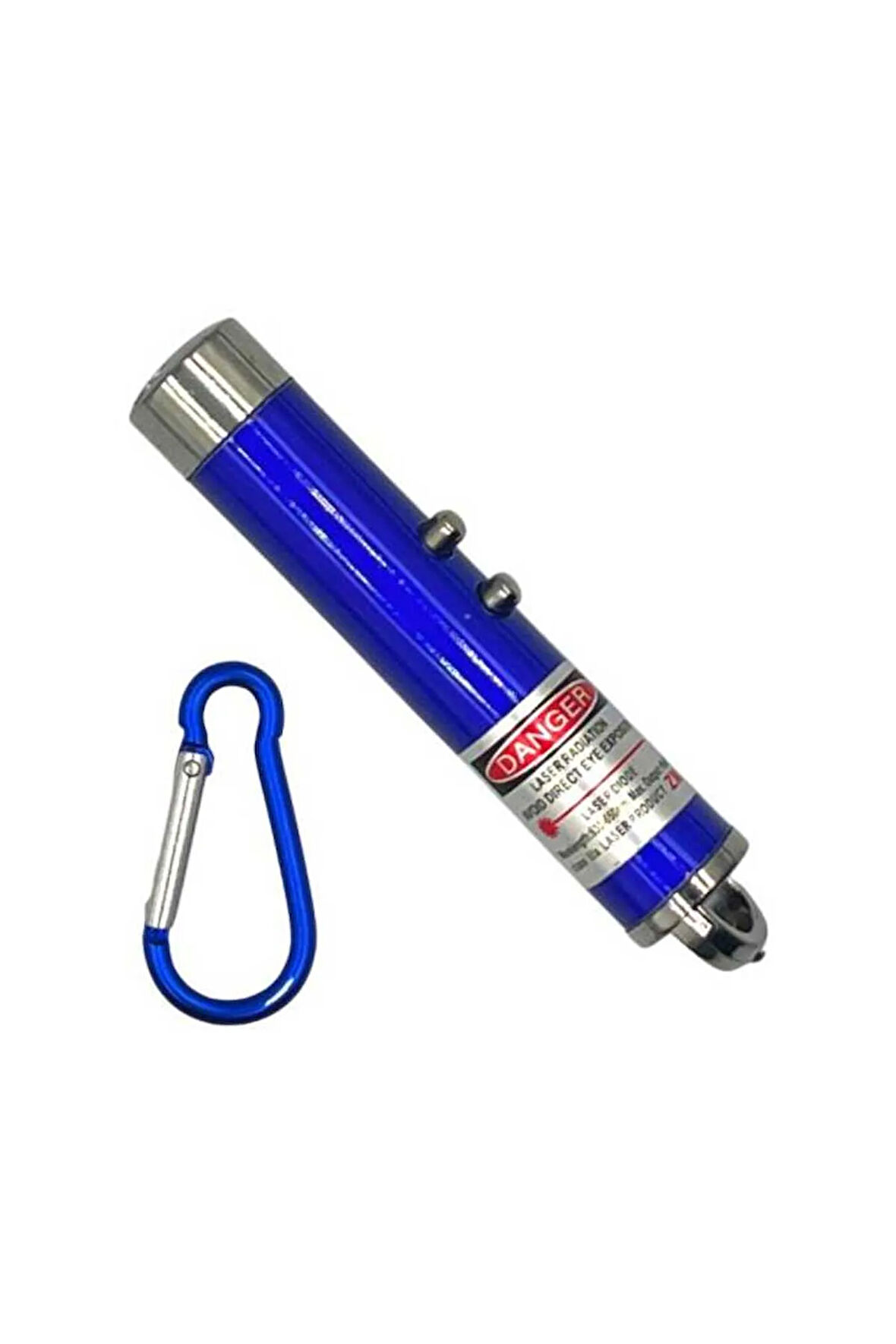 Üçü Bir Arada Fener Lazer Gece Işığı Anahtar Zinciri Pilli Mavi (PD-4872)