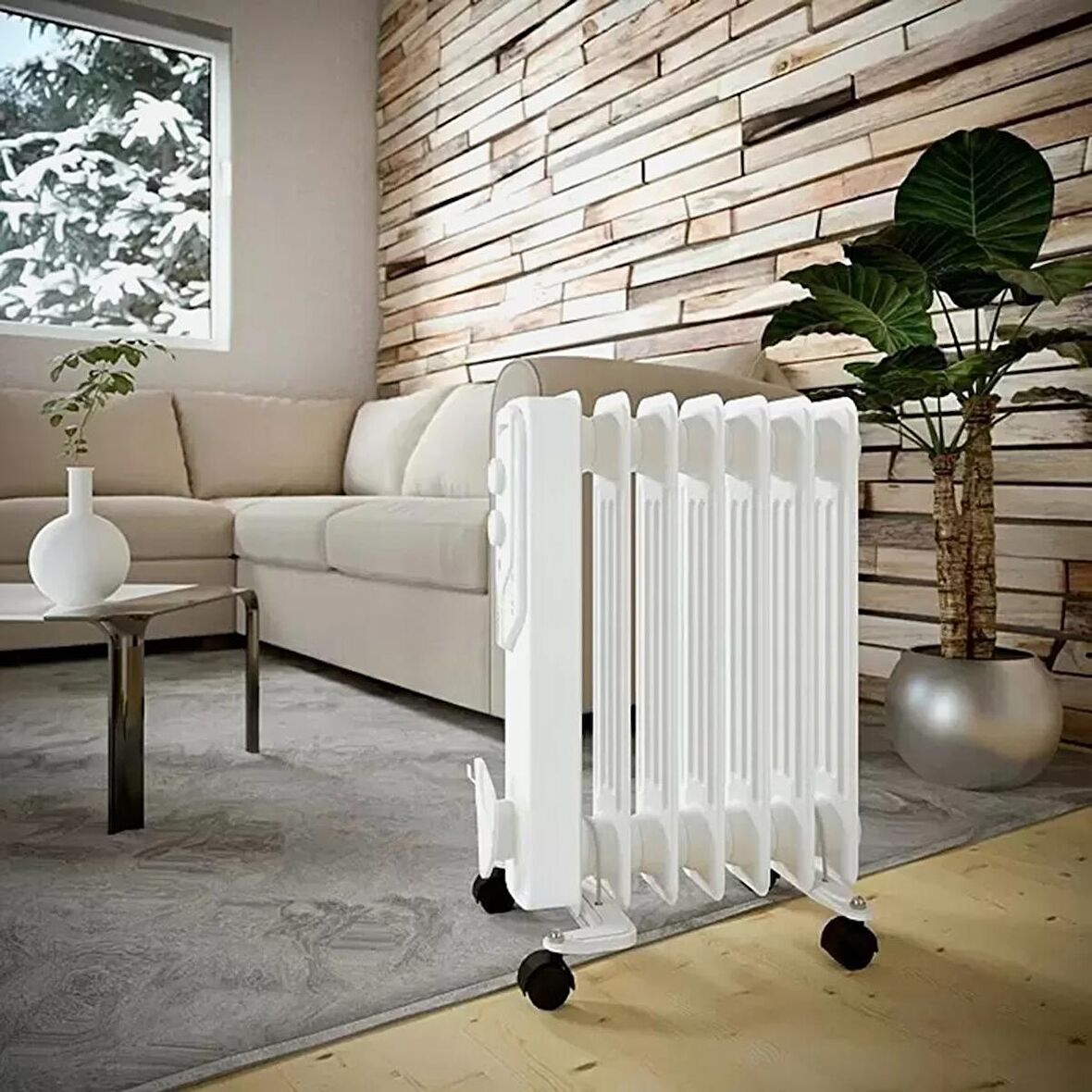 Voltomat Termostatlı 1500 W 7 Dilim Yağlı Radyatör Beyaz ısıtıcı